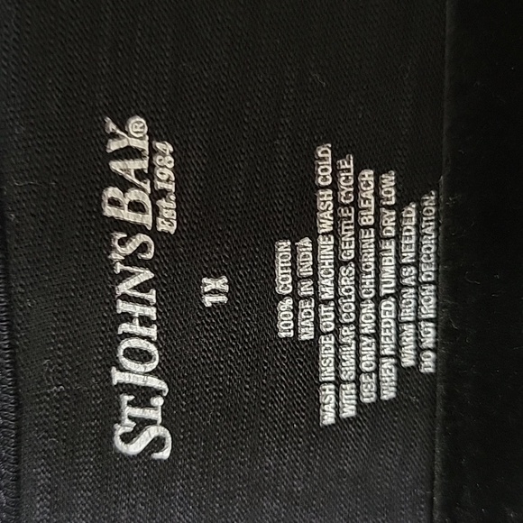 St. Johns Bay Plus Size Witchy Cotton Casual Black Embellished Top Blouse 1X - Picture 3 of 5